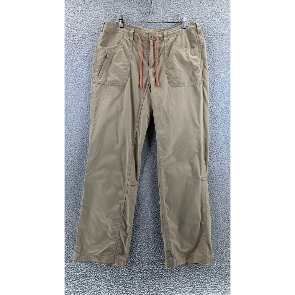 The North Face Womens 10 Regular Hiking Pants Tan Khaki Ripstop Drawstring Cargo